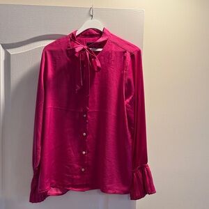 Banana Republic Fuchsia Blouse with Bow Tie